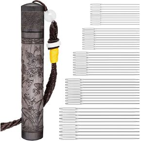 إبرة خياطة فور فاين، إبر تطريز يدوية، 5 أنواع من إبر خياطة العين الكبيرة (50 قطعة) مع علبة إبرة حبل واحدة in Kuwait