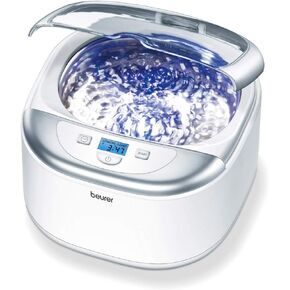 Beurer Professional Ultrasonic Cleanser with Digital Timer for Jewelry, Rings, Coins, White, 18.5 Fl Oz