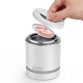 LifeBasis Ultrasonic Cleaner for Dentures, Portable Ultrasonic Jewelry Cleaner 7.4 OZ (220ML) 42kHz Ultrasonic Retainer Cleaner Machine for Denture Retainer Aligner Jewelry Coins