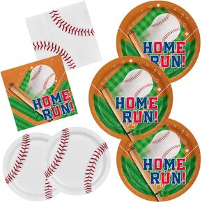 Baseball Party Supplies Kit for 50 - Complete with Dinner & Dessert Plates and Napkins- Perfect for Baseball Birthday & Gameday Celebrations -Baseball Party Decorations & Favors