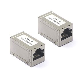 VCELINK RJ45 Cat6 Coupler Shielded 10-Pack, Ethernet Cable Extender CAT6/CAT5E/CAT5 Inline Coupler PoE Female to Female Connector in Silver