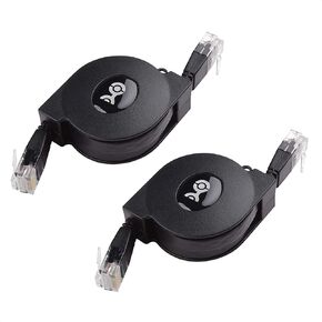 Cable Matters 2-Pack Retractable Ethernet Cable 3ft (Retractable Cat 5e Cable, Retractable Cat 5 Ethernet Cable, Cat5e Cable) Supporting 10/100/1000 Mbps Gigabit Ethernet