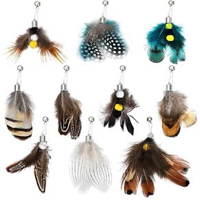 SUBANG 6 Pieces Cat Feather Toys Replacement Cat Toy Wand Refills Cat Toy Replacement Natural Bird Feathers for Cat Toys