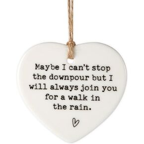 Maybe I Can't Stop the Downpour Plaque, Ceramic Heart Souvenir Hanging Friendship Plaque Crafts Friendship Gift Bestie/Sister Tough Time Gift Hang Sign Ornament for Wall Door Decor