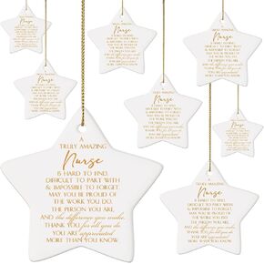 Cunhill Nurse Appreciation Gifts Bulk Nurse Gifts for Women Thank You Best Nurse Ceramic Sign Nurse Day Ornaments Gifts with Flannel Bags Appreciation Present for Nusing Graduation(8 Pcs, Star) in Kuwait