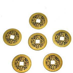6pcs/Set Brass Chinese Feng Shui I Ching Divination Coins for Success Dia 1.1“ W Fengshuisale Bag Y-1055