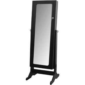 Ore International Standing Mirror with Storage and Jewelry Armoire Stand, 57-Inch, Dark Cherry Finish