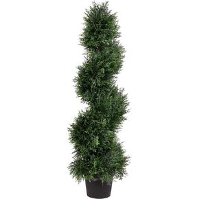 Vickerman Artificial Cedar Topiary Spiral Tree - 6 Foot Tall - Potted Natural Green Cedar - UV Resistant Indoor Outdoor Home Patio Front Door Faux Decor