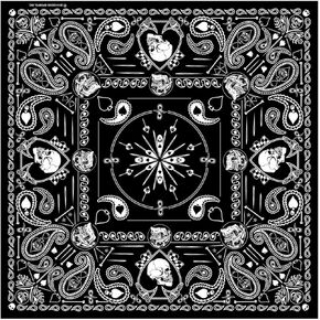 Hot Leathers Unisex-Adult Spade Skull Paisley Bandana (Black, 21" x 21")