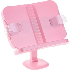 CASA -J Book Stand for Reading, 180° Rotate Adjustable Book Holder, Height Adjustable Cookbooks Stands with Page Clips for Books Laptop Textbook, Pink