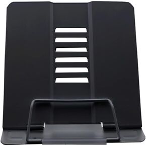Islmlisa Portable Steel Book Stand Frame Reading Desk Holder with 6 Tilt Adjustable Grooves,iPad/Cookbook / Music / Document Stand Holder (Black)