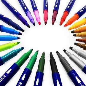 Staedtler Double Ended Calligraphy Pens - 2.00-3.5mm - Assorted Colours - Wallet of 24