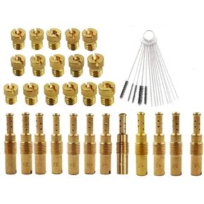 16pcs Carburetor Main Jet+12pcs Set Slow/Pilot Jet for PWK OKO CVK with Carburetor Carbon Dirt Jet Cleaner Tool Kit