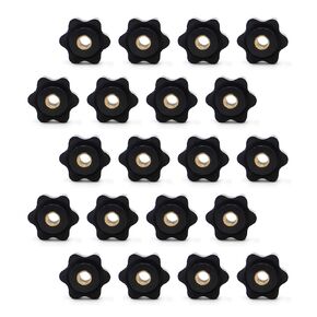 20PCS 6-Star Knobs, 1/4 Inch 20 Knob, Plastic Hexagon Head Thru Knobs, Nylon Clamping Knobs, Jig Knobs, Threaded Knobs, Knurled Knobs, Clamping Handle Screw Knobs, Through Hole Set-Up Thumb Nuts
