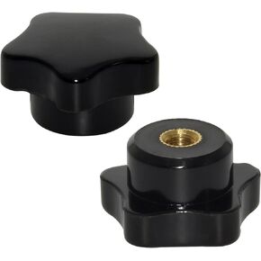 Flyshop Star Shape Hand Knobs 6mm, M6 Female Thread, 1-1/4", 32mm OD, Screw On Handle Clamping Knob Grip, 10 Pcs