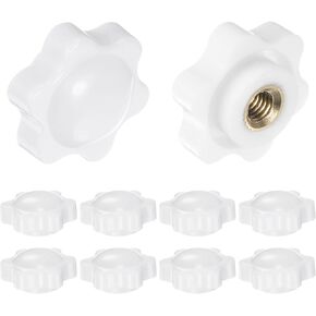 HARFINGTON 10pcs Star Knobs M6 Female Thread 38mm Head Plastic Non-Through Hole Brass Screw-in Clamping Handles Threaded Hand Knobs, Black