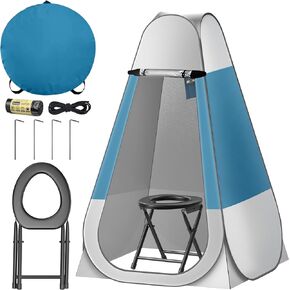CKE Portable Toilet Kit for Camping, Pop Up Privacy Tent,Foldable Camp Toilet for Adults, Portable Toilet for Camping with Tent for Shower Changing Room, Outdoor Camping Bathroom Tent and Toilet