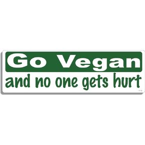 Gear Tatz - Go Vegan and No One Gets Hurt - Bumper Sticker - 3 x 10 inch - Professionally Made in USA - Vinyl Decal