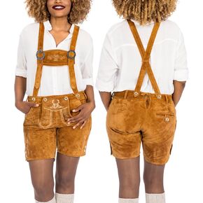 BAVARIA TRACHTEN Authentic Lederhosen Women - Ladies Octoberfest Outfit - Damen Wurstfest Costume - Light Brown