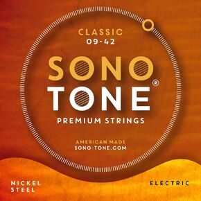 SonoTone Classic، 10-46، خفيف، أوتار جيتار كهربائي، طلاء نيكل مخصص، جرح يدوي، قلب سداسي، وضوح النغمة، لكمة، ساطع، وحقيقي، أمريكي الصنع