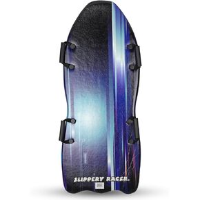 Slippery Racer Downhill Falcon Adults and Kids Foam Toboggan Snow Sled for Up to 2 Riders with Handles, Midnight Hologram Blue