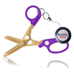 Hummingbird 4-in-1 Medical Scissors - Trauma Shears with Badge Reel for Nurses, Students, Respiratory Therapists, Veterinarians, and Medical Professionals (Pink)