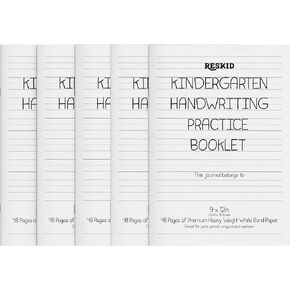 Reskid 5-Pack of 48pg - 9"x12" Kindergarten Writing Paper Booklets for ABC Kids Handwriting Practice - 240 Total Pages of Blank Paper with Dotted Lines - Ideal for Kindergarten Students
