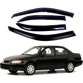 Fits Toyota Corolla 1998-2002 Acrylic Safe Smoke Window Visor Set - Sun, Rain, and Vent Protection, 4-Piece Window Deflector Guard Kit
