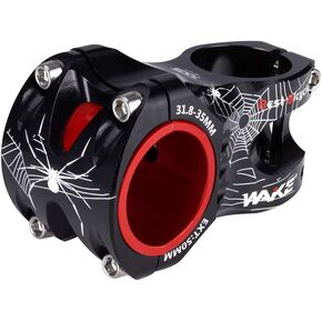 MTB Stem 31.8 35 Stem 50mm 0 Degree Wake Mountain Bike Stem Short Handlebar Stem for Most Bicycle, Road Bike, MTN, BMX, Fixie Gear, Cycling (Aluminum Alloy, Black)