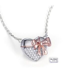 Bolelis 925 Sterling Silver Be Kind of a B Necklace - Heart Locket Pendant with Hidden Message, Sorority Sister Jewelry for Confident Women and Girls