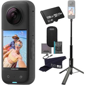 Insta360 X3 - Waterproof 360 Action Camera with 1/2" 48MP Sensors, 5.7K 360 HDR Video, 72MP 360 Photo, 4K Single-Lens, 60fps Me Mode, 2.29" Touchscreen, AI Editing |Bundle Includes 2-in-1&128GB