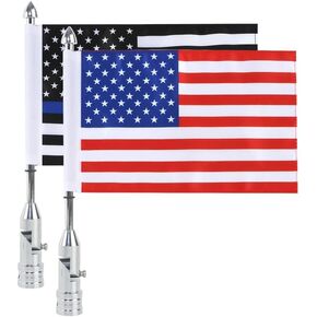 Outdoor Polyester Motorcycle American Flag Thin Blue Line Adjustable Fold Down 90 Degree Flagpole Mounts for Harley Davidson Road King Touring Spring Honda Goldwing Luggage Rack Fender Decor