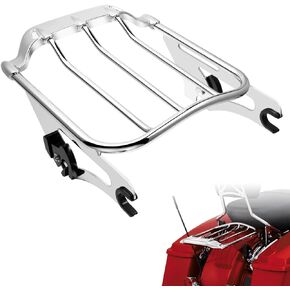 PBYMT Detachable Luggage Rack Two Up Air Wing Mounting Rack Compatible for Harley Touring Street Glide Road King Electra Glide 2009-2024 (Chrome)