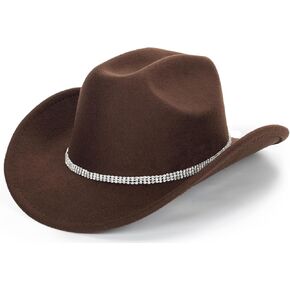 Rhinestone Western Cowboy Hats for Women - Vintage Wide Brim Cowgirls Hat Bling Diamond Hat for Disco Music Party M/L in Kuwait