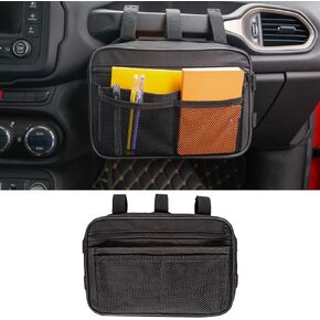 MDSTOP Passenger Grab Handles Storage Bag Fits for 1965-2017 Jeep Wrangler JK TJ YJ CJ MINGLI & 2020 Jeep Gladiator JT, Multi-purpose Storage Pouch Organizer, Mesh Polyester Dash Tools Bag (Black)