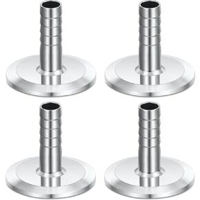 Yaocom 4 Pcs 1.5" Tri Clamp to 0.5" Hose Barbed Adapter 304 Stainless Steel Sanitary Hose Barb Pipe Fitting 50.5 mm Barbed Hose Fittings Sanitary Fittings