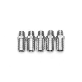 LTWFITTING Bar Production Stainless Steel 316 Barb Fitting Coupler/Connector 5/8" Hose ID x 1/4" Male NPT Air Fuel Water (Pack of 5)