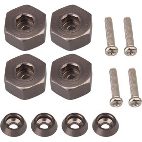 Homeswitch 1:16 RC Car Wheel Hub Hex Adapter 5mm to 12mm Combiner Replacement for WPL C14 C24 WPL1634 Pack of 4 (Titanium)