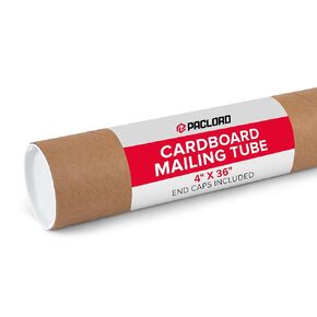 Paclord 4" x 36" Reinforced Kraft Paper Mailing Tube, Pack of 1 Tube with 2 Caps – Secure USPS Approved Poster Tube – Cardboard Tube for Shipping and Storing Posters, Prints, Artwork, or Documents