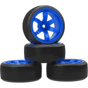 ShareGoo 4PCS/Set 1/10 Drift Car Tires,62mm Hard Plastic Tires & Wheel Rims 12mm Hex Compatible with Traxxas HSP Tamiya HPI Kyosho Wltoys RC 1/10 On Road Drift Drifting Car (Green) in Kuwait