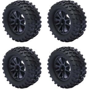 RCAWD Already Glued RC Wheel and Tires Soft Rubber fit H12 Hex Hub Stone Pattern for 1/16 1/18 Series RC Monster Truck Car
