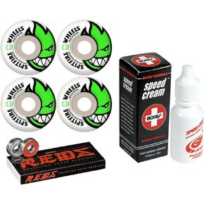 Spitfire Skatebaord Wheels Bighead White/Red - Bones Bearings - Bones Reds Precision Skateboard Bearings (8) Pack - Bones Speed Cream Skate Bearing Lubricant (52mm) in Saudi Arabia