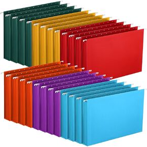 Tinlade 24 Pcs Hanging File Folders with Full Height Gusset Paper A4 Expanding Letter Size Hanging File Folders for Designed for Bulky Files Medical Charts Assorted Colors, Expandable Filing Pocket