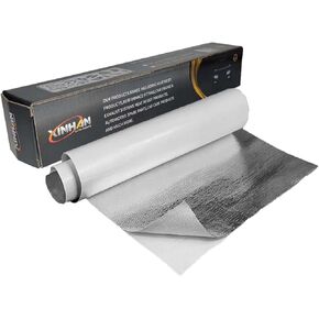 Xinhan Gold-Silver Adhesive Backed Aluminized Thicken Fiberglass Sheet Practical Heat Shield Protection Barrier Cover Aluminized Heat Shielding Mat (Silver, 24 x 36 Inch)