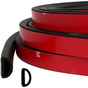 Tintvent D Shape EPDM Foam Rubber Seal with Tape, Self-Adhesive Rubber Weather Stripping for Boat, Auto, RV, Marine, Garage Doors/Window and More, W:0.75"; H:0.375"; L:26Feet