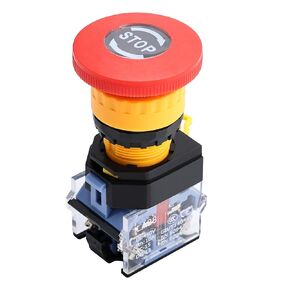 APIELE 22mm 1NO 1NC Red Metal Head Mushroom Emergency Stop Push Button Switch 600V 10 Amp (Type A)