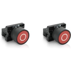 ShopCorp Momentary Flat Push Button Switch 22mm with ON Symbol, AC 15V -240V, N/O Waterproof and Shock Resistant - Electronic System Control