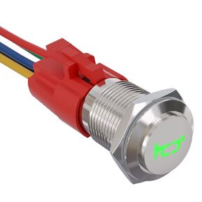APIELE 16mm 12V Momentary Speaker Horn Push Button Toggle Switch 0.63" Mounting Hole 1NO 1NC with Pre-Wiring Socket for Car Auto Motor (Red/Silver Shell)