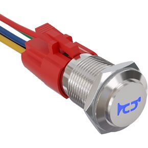 APIELE 16mm 12V Momentary Speaker Horn Push Button Toggle Switch 0.63" Mounting Hole 1NO 1NC with Pre-Wiring Socket for Car Auto Motor (Red/Silver Shell) in Saudi Arabia