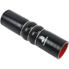 TenKe 8" Length CAC 4-Ply Reinforced High Performance 3.5" ID Charge Air Cooler Double Hump Hose Silicone (Black, 3.5'')